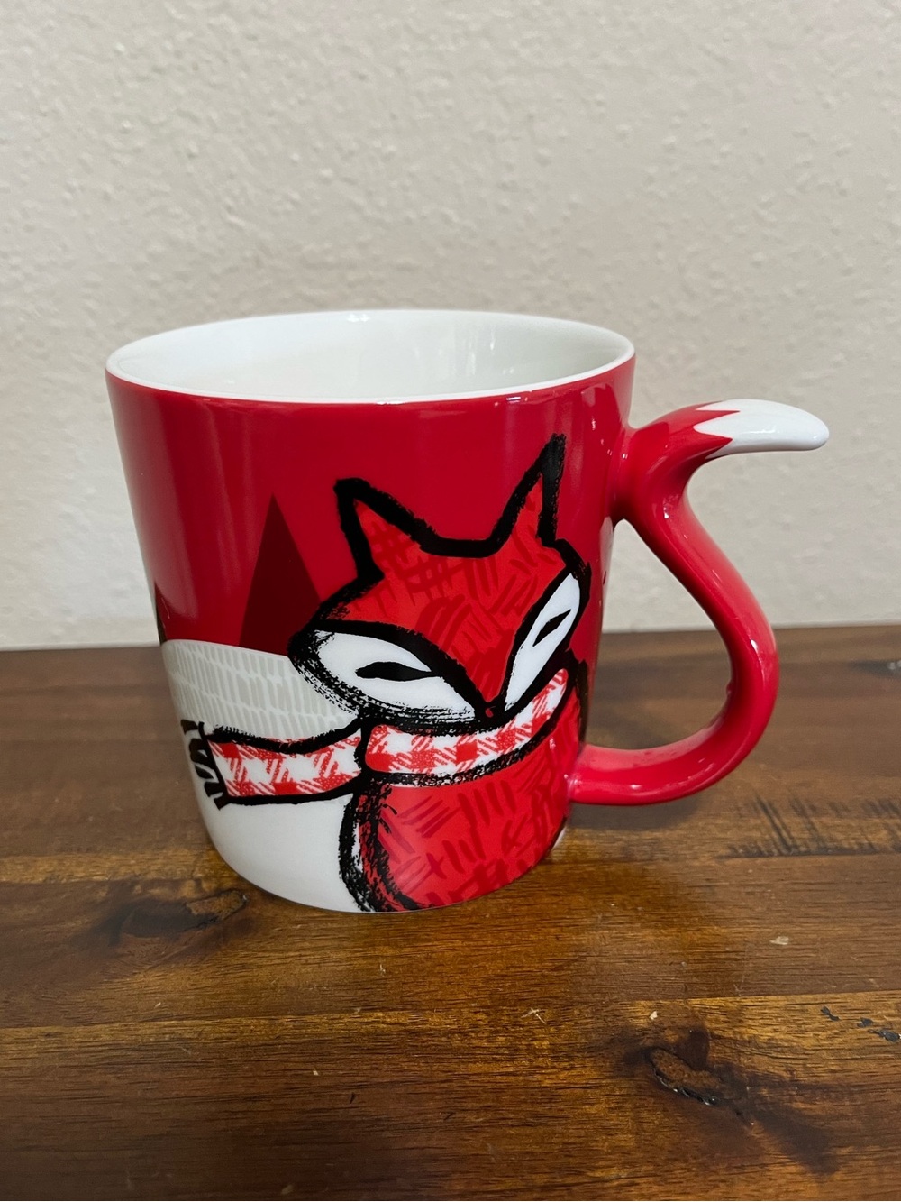 Starbucks 2016 Red Fox Ceramic Mug with Tail-Shaped Handle